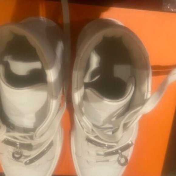 Hermes Daydream Kelly High Top Sneaker Tennis Shoes White Size 38 With Silver - Picture 6 of 11